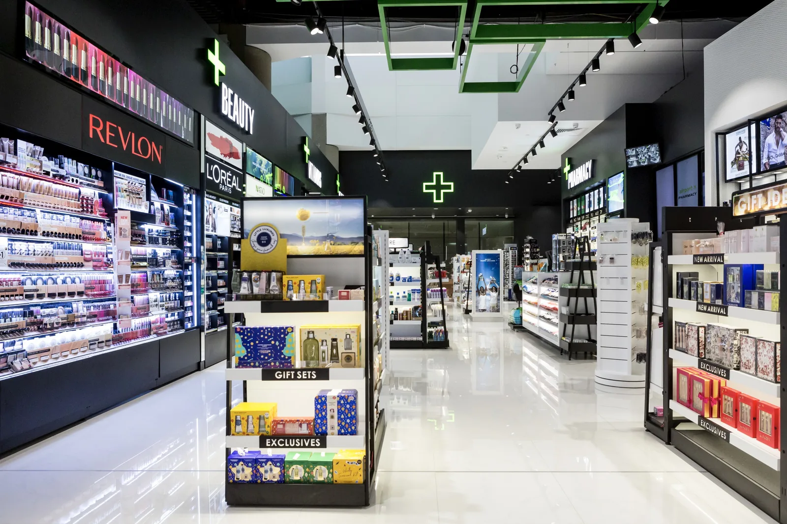 Beauty and fragrance aisles inside Airport Pharmacy Brisbane