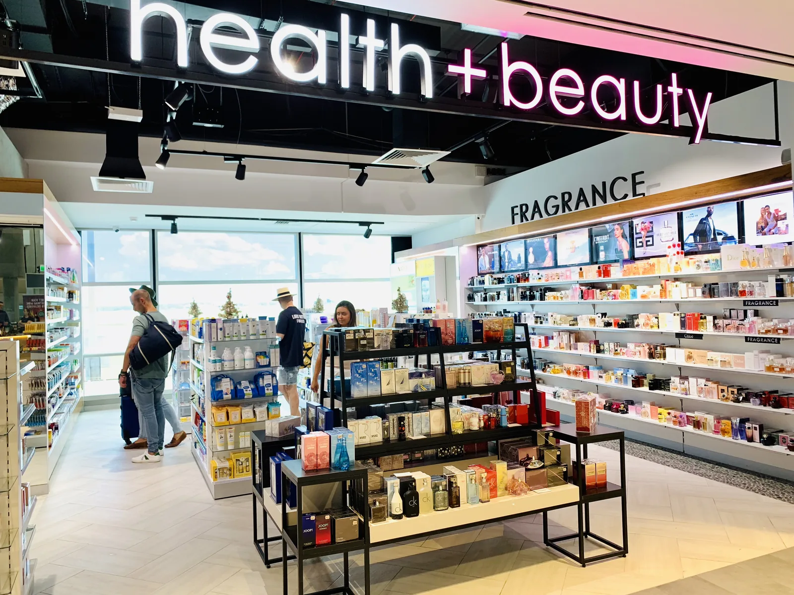 Fragrance displays inside health + beauty Brisbane