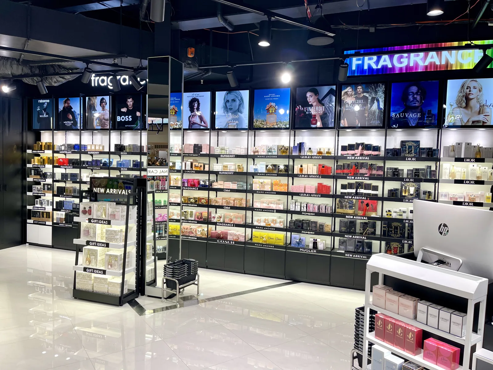 The fragrance wall at health + beauty Cairns