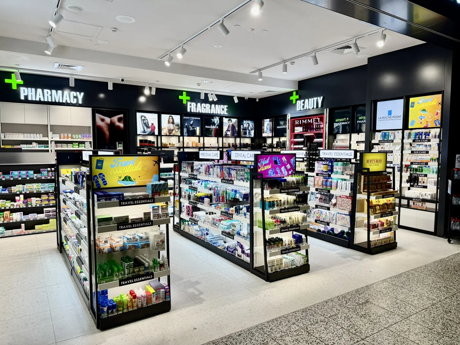Pharmacy, fragrance and beauty zones inside Airport Pharmacy Melbourne T4